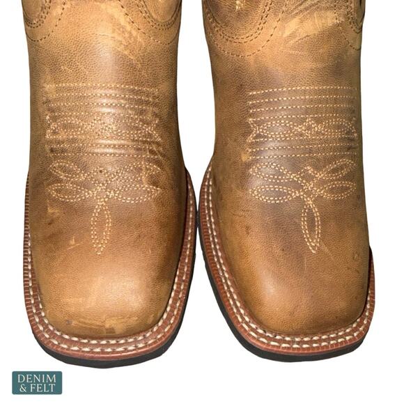NEW Laredo Kane‎ Cowboy Boots Tan Distressed Leather Square Toe Western Rugged main image 7